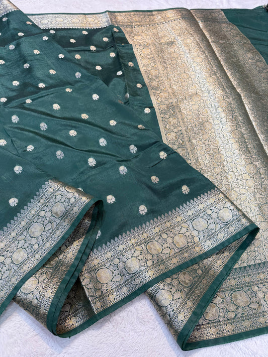 Green Raw Mango Premium Banarasi Saree