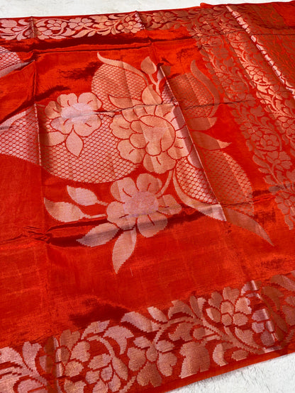 Orange Raw Mango Premium Banarasi Saree