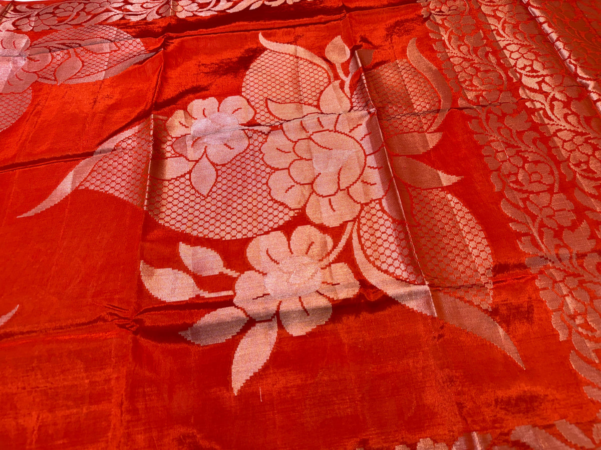 Orange Raw Mango Premium Banarasi Saree
