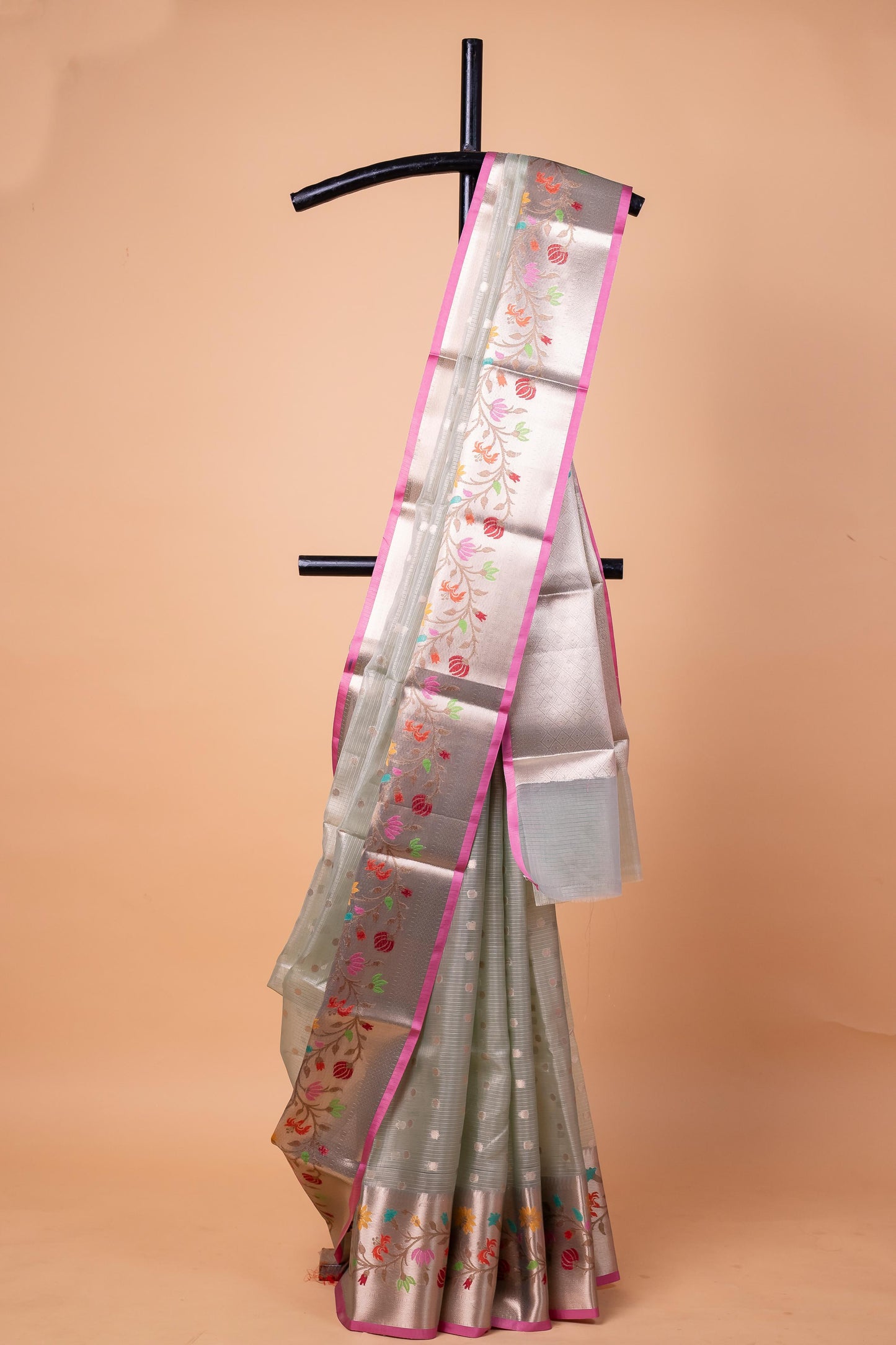 Pista Green Tissue Kota Designer Paithni Border Premium Banarasi Saree