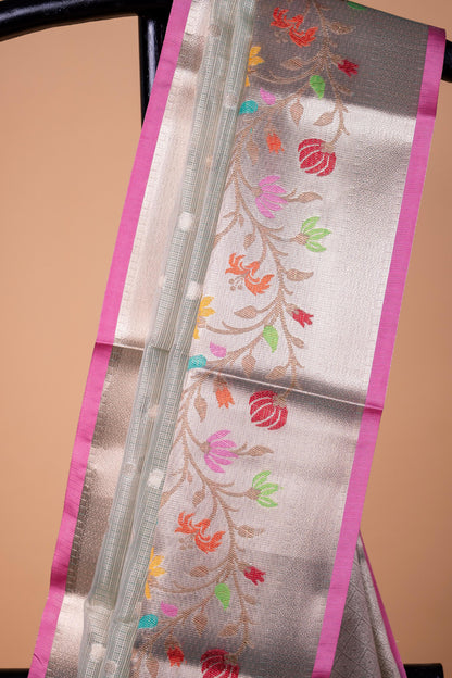 Pista Green Tissue Kota Designer Paithni Border Premium Banarasi Saree