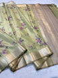 Green Tissue Designer Embroidery Premium Banarasi Saree