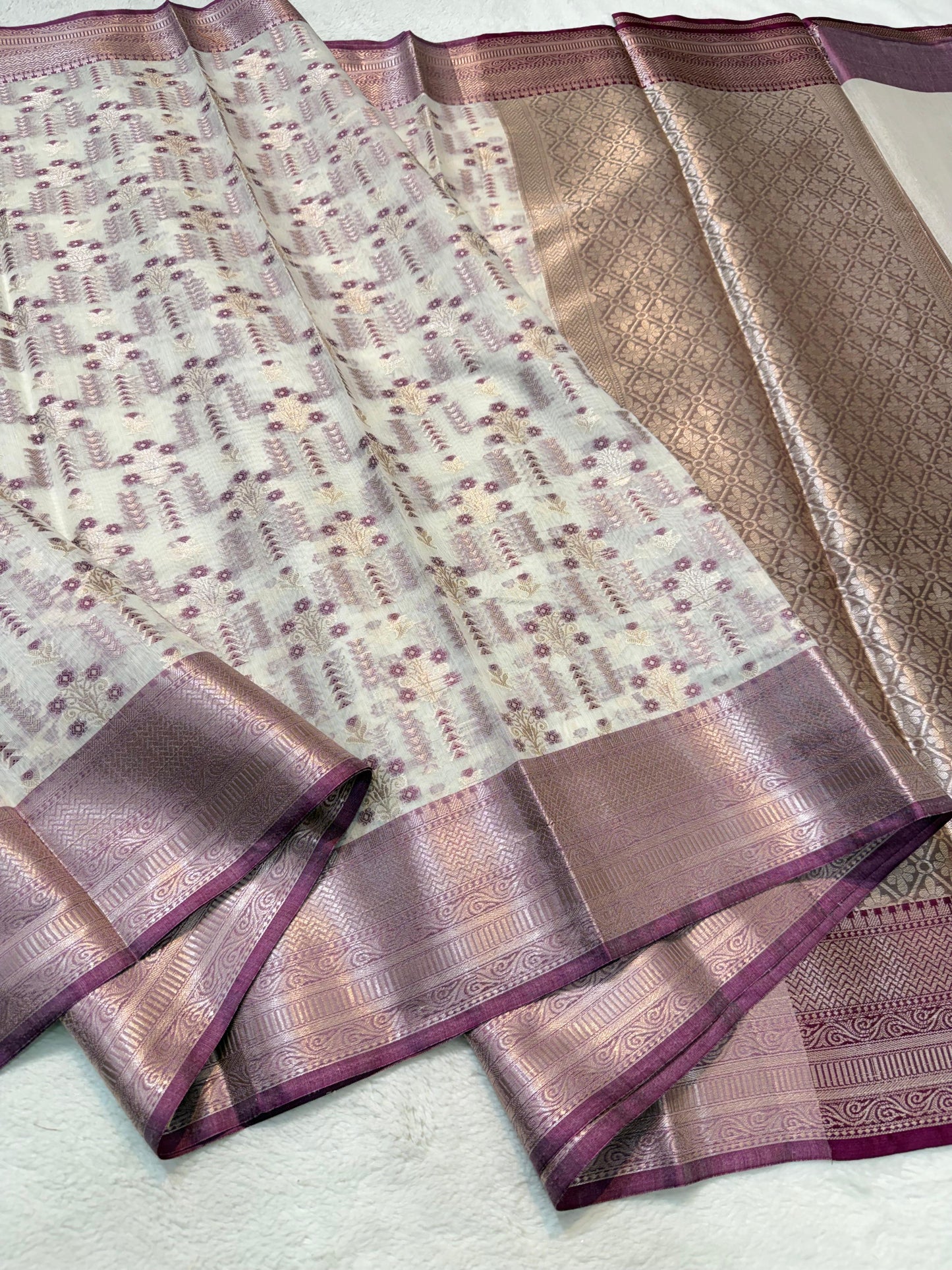 Magenta Cotton Mina Kari Banarasi Saree
