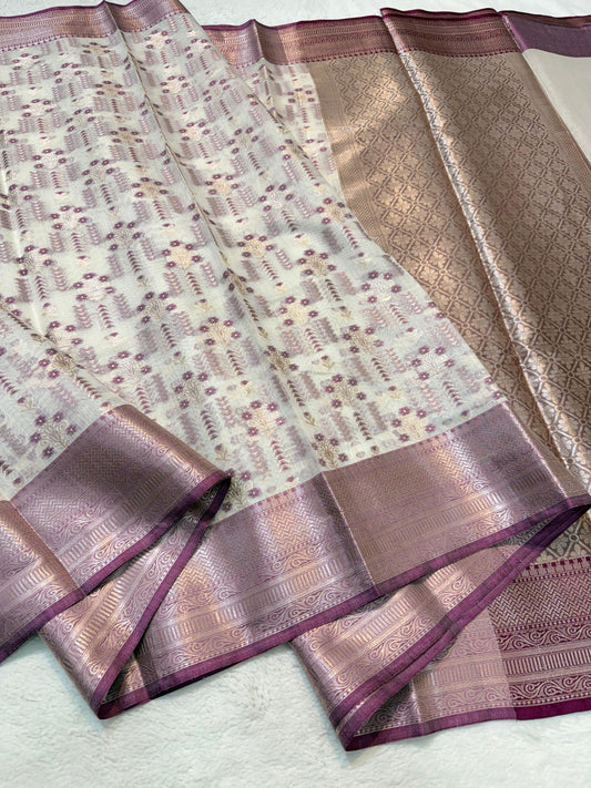 Magenta Cotton Mina Kari Banarasi Saree