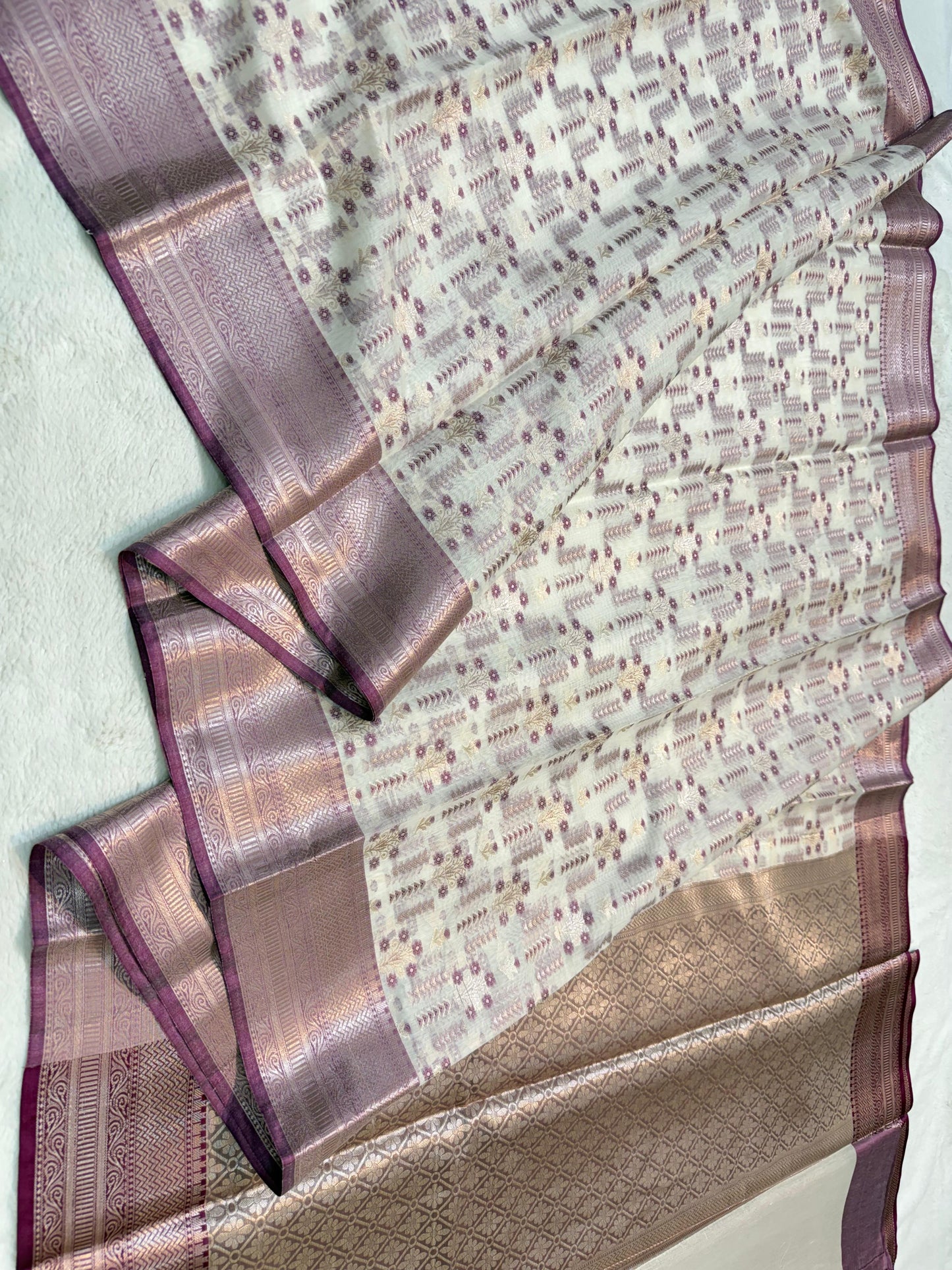 Magenta Cotton Mina Kari Banarasi Saree