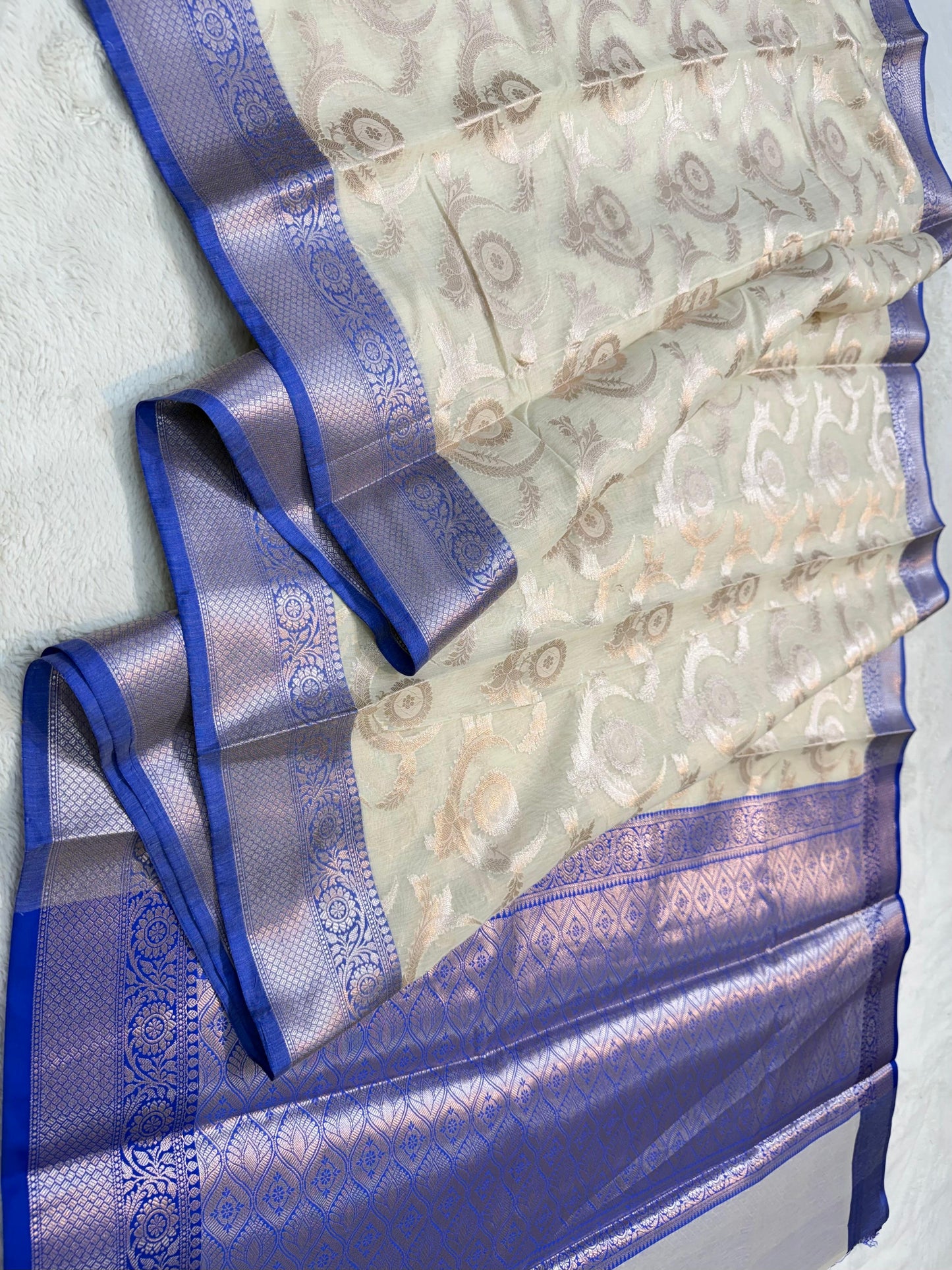 Ananda Blue  Cotton Silk Premium Banarasi Saree