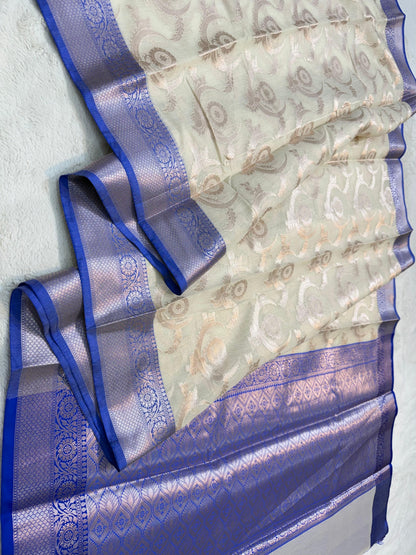 Ananda Blue  Cotton Silk Premium Banarasi Saree