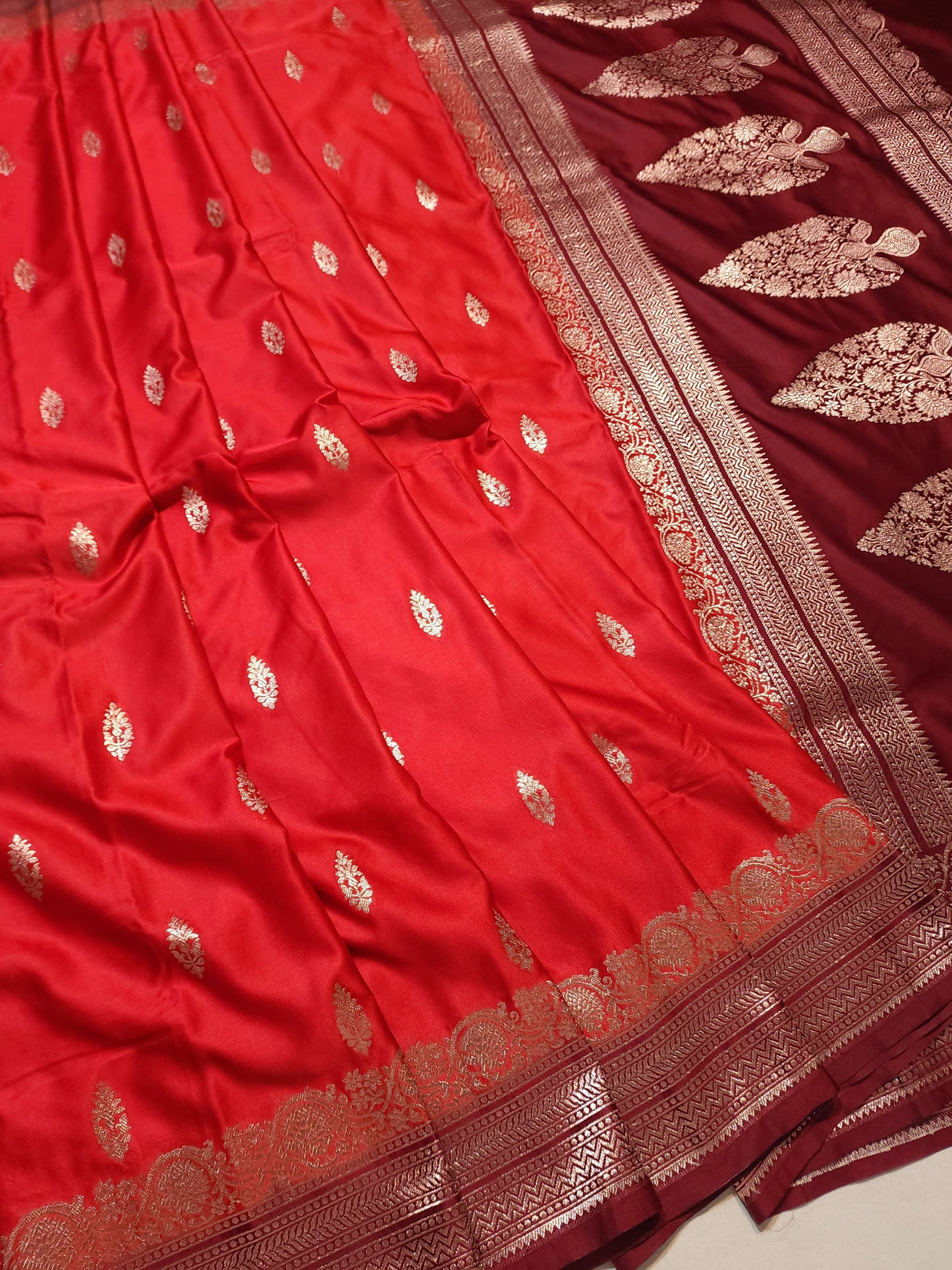 Mashru Silk Red Banarasi Saree