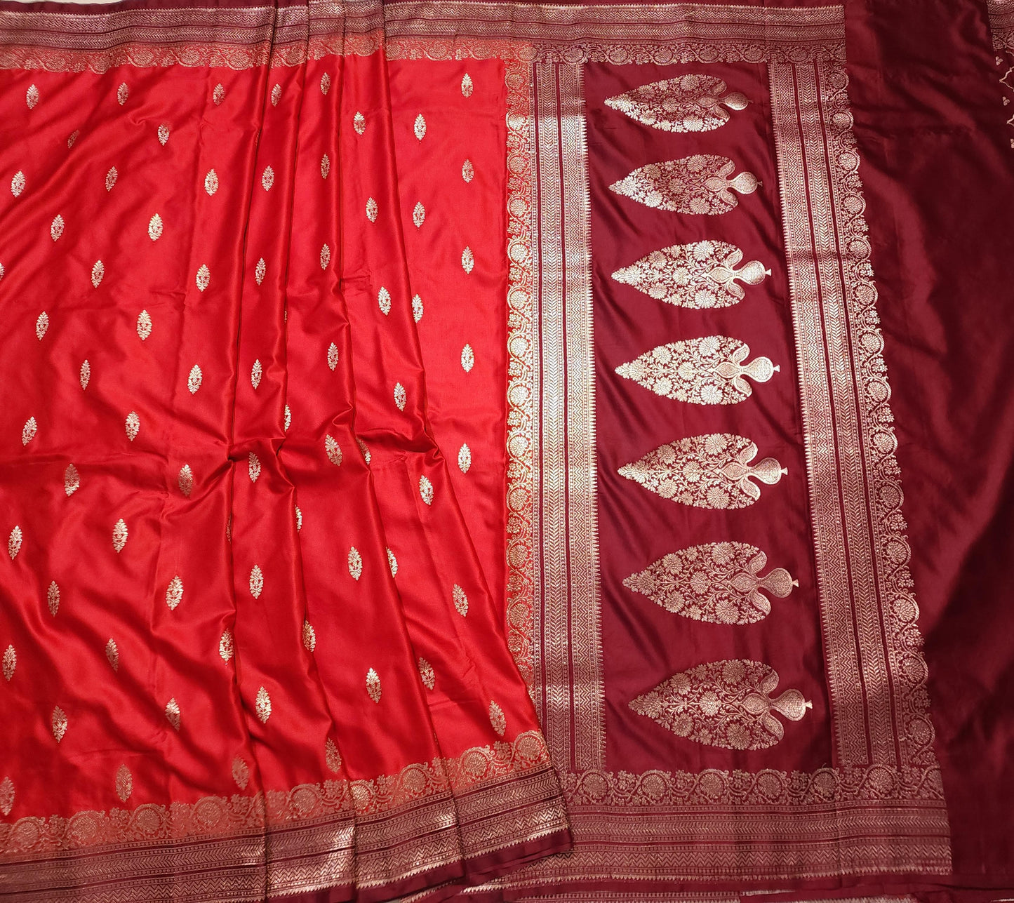 Mashru Silk Red Banarasi Saree