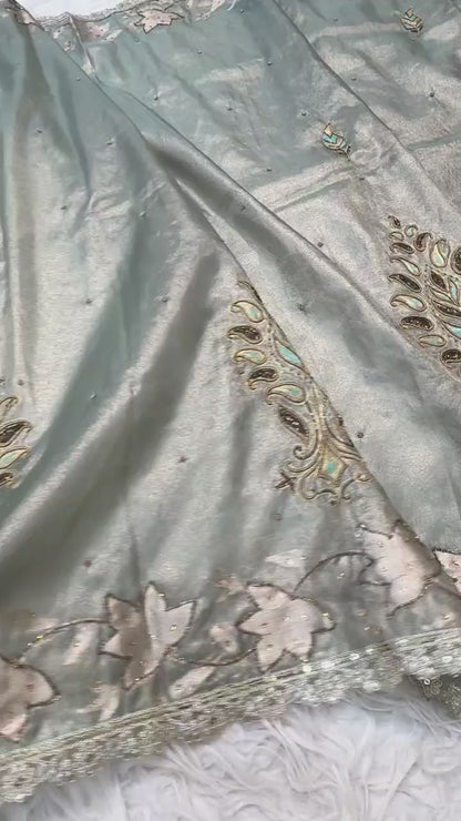 Tissue Aari Work Banarasi silk saree