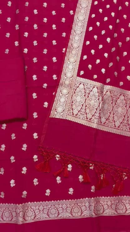 Banarasi semi chiniya silk suit