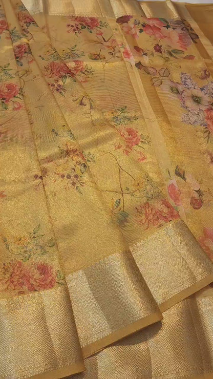 Tissue Digital Print Banarasi Saree