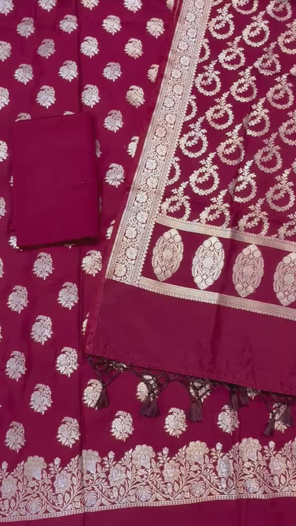 Banarasi semi chiniya silk suit
