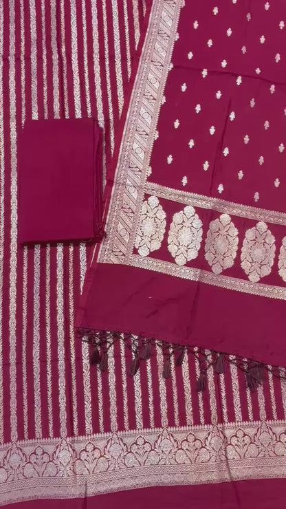 Banarasi semi chiniya silk suit