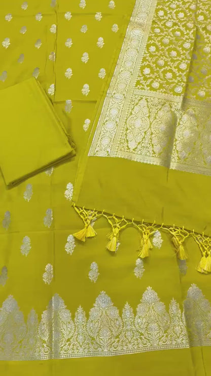 Banarasi semi chiniya silk suit
