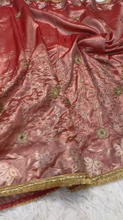 Tissue Aari Work Banarasi silk saree