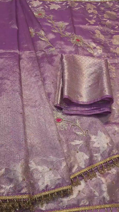 Tissue handwork Banarasi silk saree