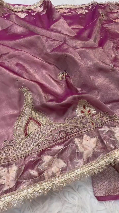 Tissue Aari Work Banarasi silk saree