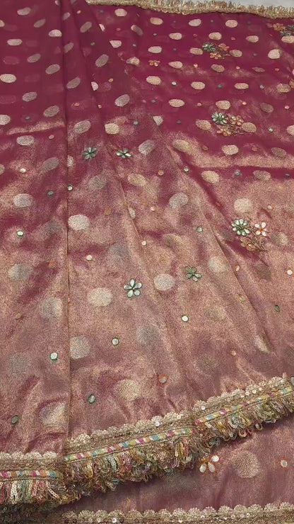 Tissue handwork Banarasi silk saree