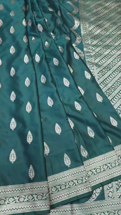 Mashru Silk green Banarasi Saree