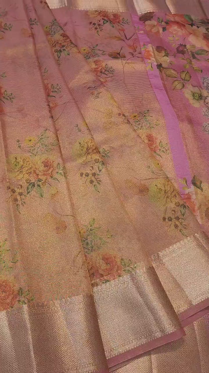 Tissue Digital Print Banarasi Saree