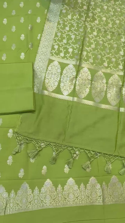 Banarasi semi chiniya silk suit