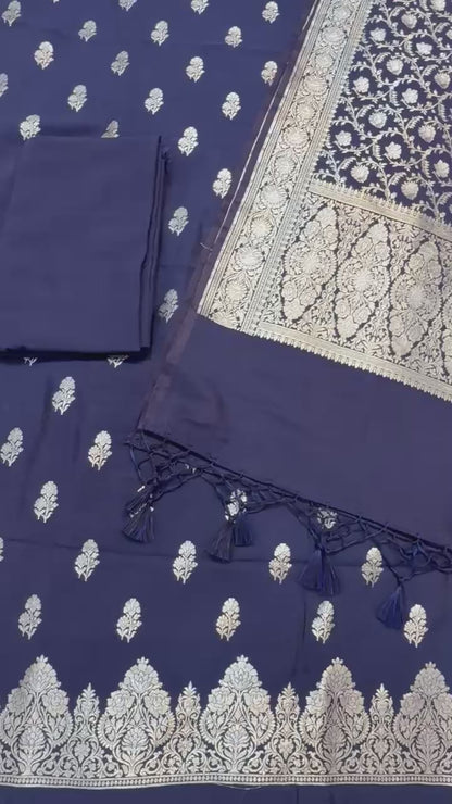 Banarasi semi chiniya silk suit
