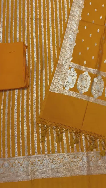 Banarasi semi chiniya silk suit