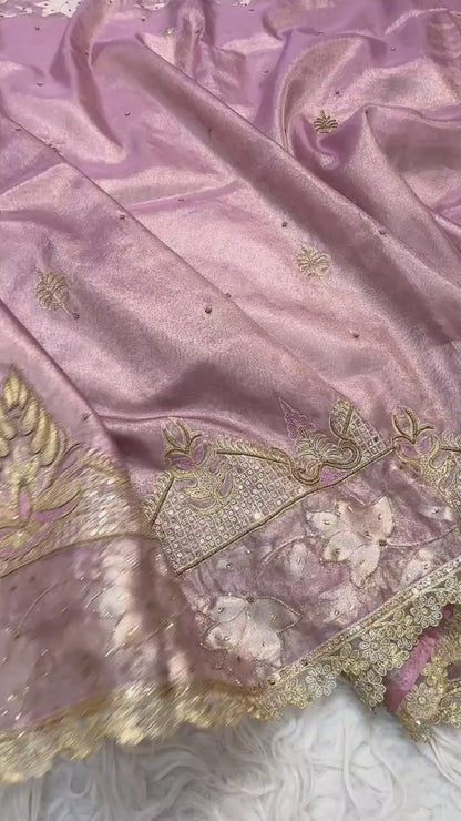 Tissue Aari Work Banarasi silk saree