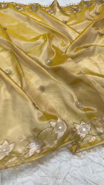 Tissue handwork Banarasi silk saree