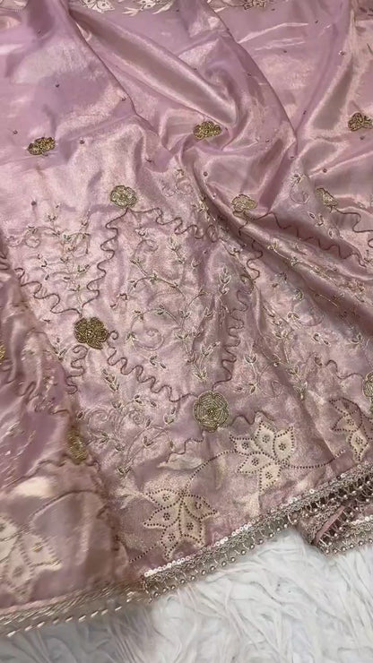 Tissue Aari Work Banarasi silk saree