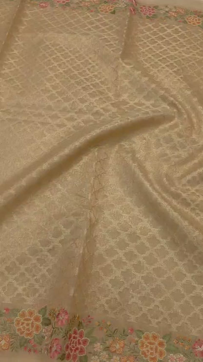 Banaras tissue kota embroidery work saree