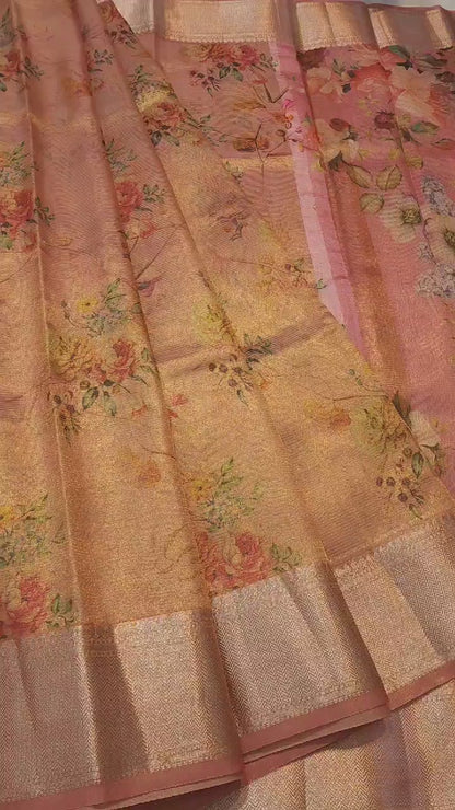 Tissue Digital Print Banarasi Saree