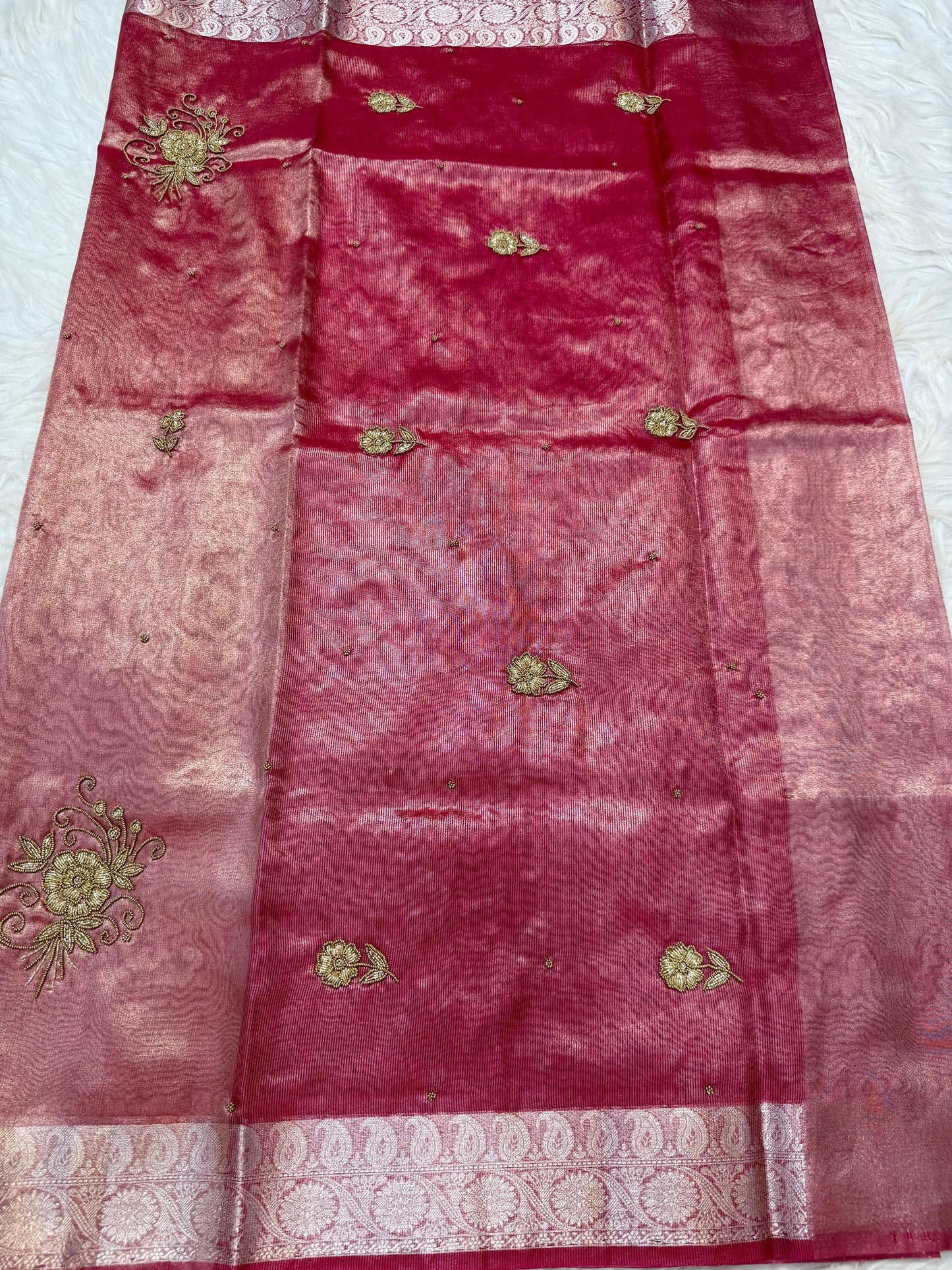 Tissue Aari Work Banarasi silk saree