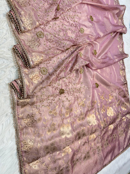 Tissue Aari Work Banarasi silk saree