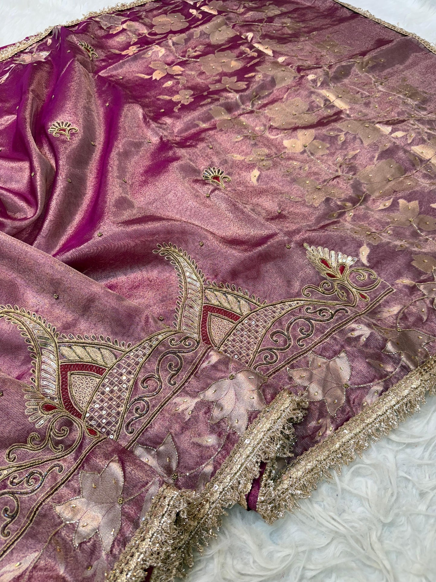 Tissue Aari Work Banarasi silk saree