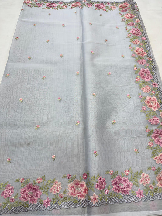 Banarasi kora organza embroidery saree