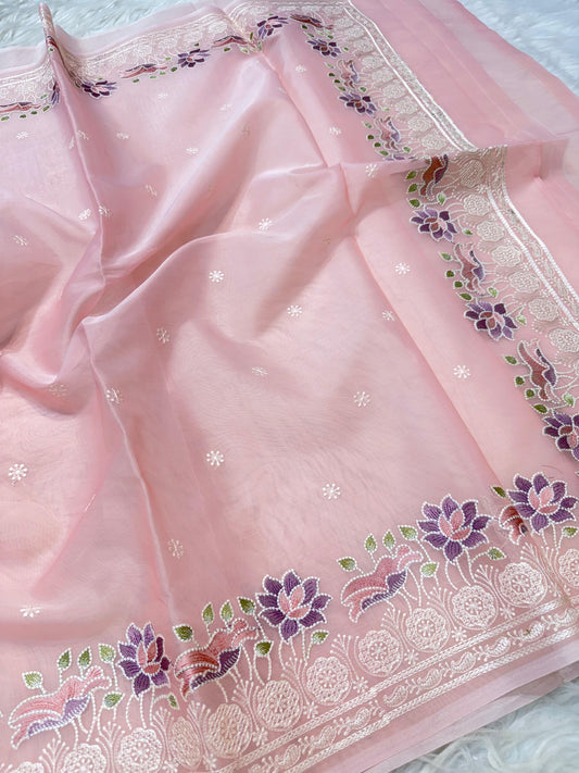 Banarasi kora organza embroidery saree