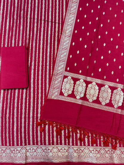 Banarasi semi chiniya silk suit