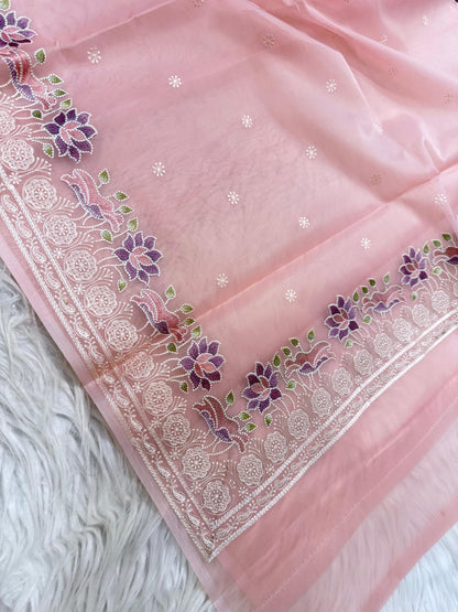 Banarasi kora organza embroidery saree