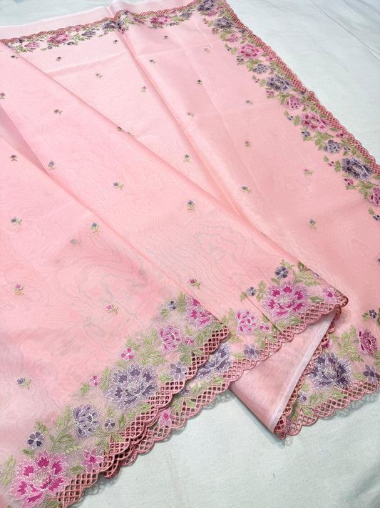 Banarasi kora organza embroidery saree