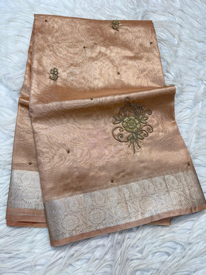 Tissue Aari Work Banarasi silk saree