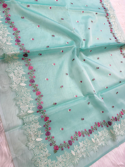 Banarasi kora organza embroidery saree
