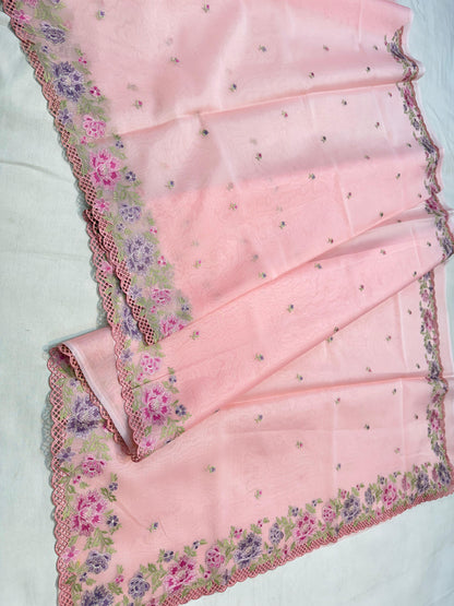 Banarasi kora organza embroidery saree
