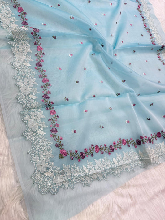 Banarasi kora organza embroidery saree