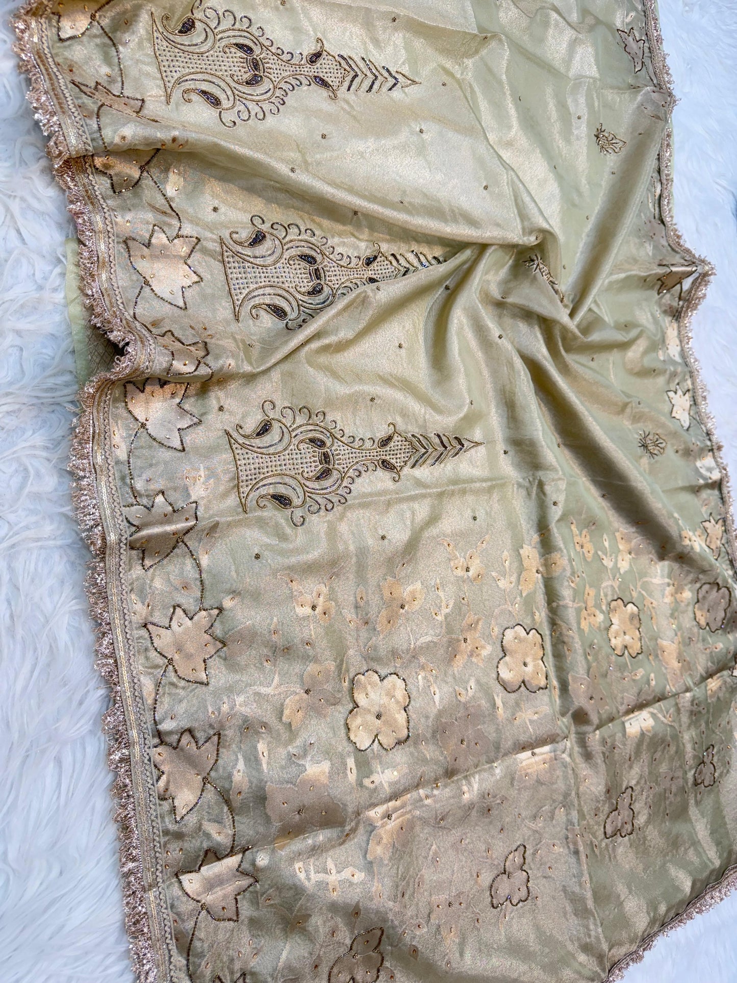 Tissue Aari Work Banarasi silk saree