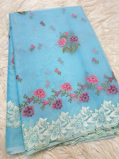Banarasi kora organza embroidery saree