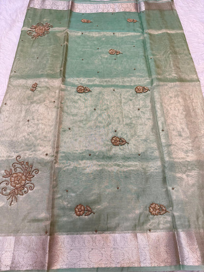 Tissue Aari Work Banarasi silk saree