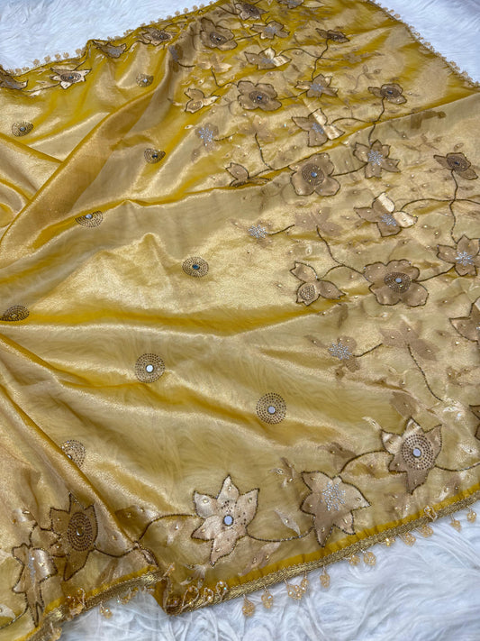 Tissue handwork Banarasi silk saree