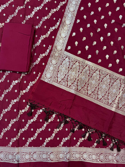 Banarasi semi chiniya silk suit